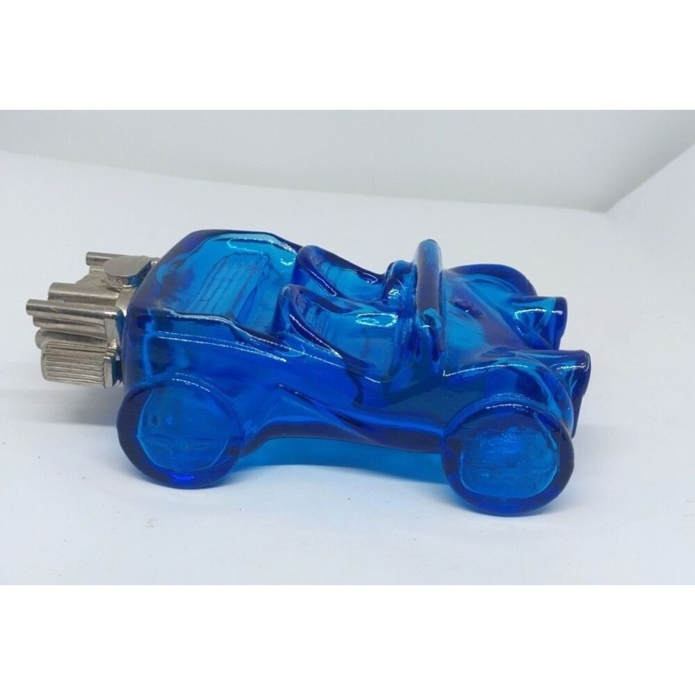 Avon Dune Buggy Sports Rally Bracing Lotion 5" Empty Blue Glass Vintage
